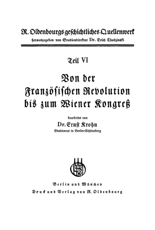 Cover image: Von der Französischen Revolution bis zum Wiener Kongreß 1st edition 9783486762693