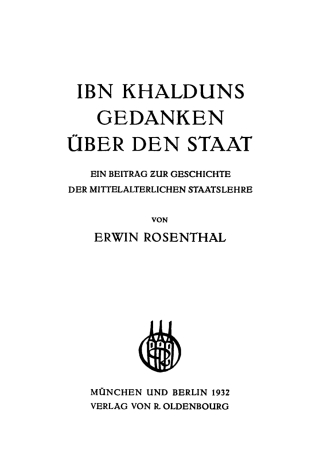 Cover image: IBN Khalduns Gedanken über den Staat 1st edition 9783486764499