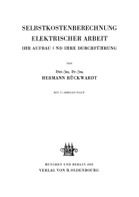 Cover image: Selbstkostenberechnung elektrischer Arbeit 1st edition 9783486764932