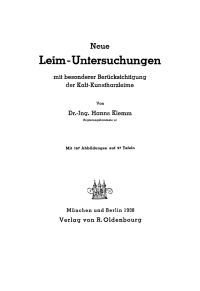 Imagen de portada: Neue Leim-Untersuchungen 1st edition 9783486769654