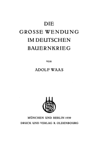 Imagen de portada: Die grosse Wendung im deutschen Bauernkrieg 1st edition 9783486771190