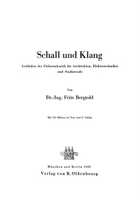 Imagen de portada: Schall und Klang 1st edition 9783486772517