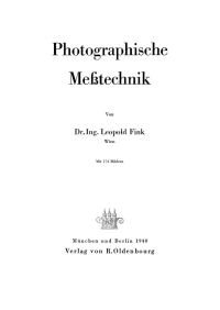 Imagen de portada: Photographische Meßtechnik 1st edition 9783486772753