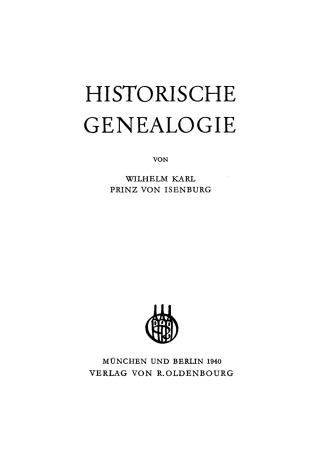 Cover image: Historische Genealogie 1st edition 9783486772913