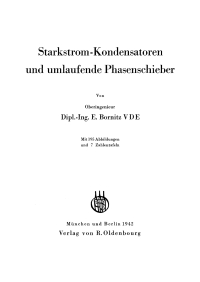 Cover image: Starkstrom-Kondensatoren und umlaufende Phasenschieber 1st edition 9783486773446