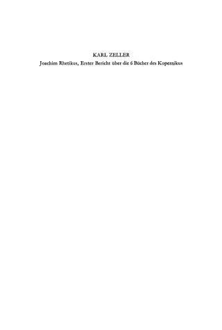 Cover image: Erster Bericht über die 6 Bücher des Kopernikus von den Kreisbewegungen der Himmelsbahnen 1st edition 9783486773729