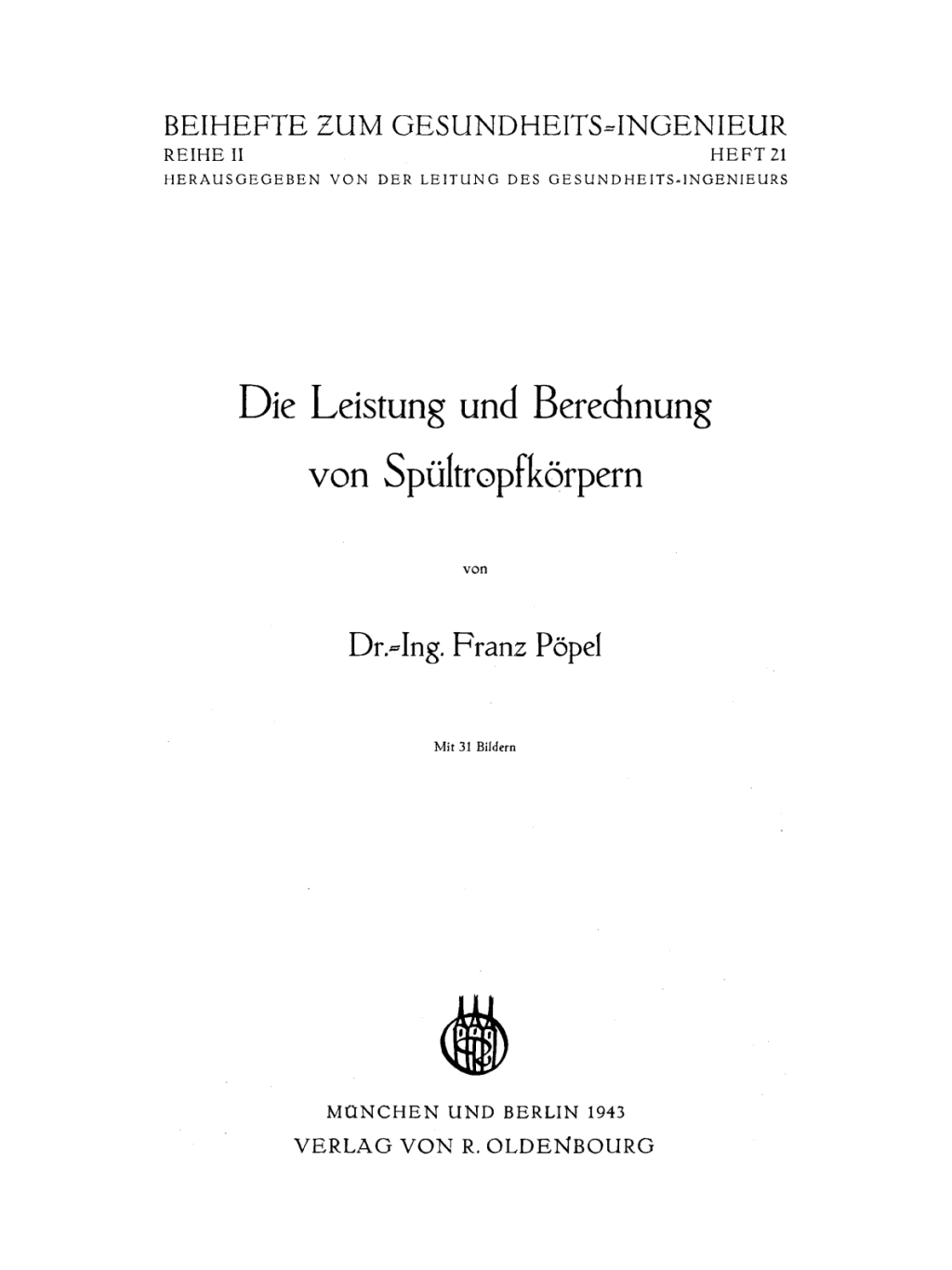 Die Leistung und Berechnung von Spültropfkörpern 1st Edition