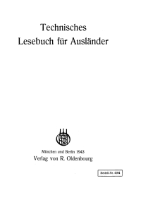 Cover image: Technisches Lesebuch für Ausländer 1st edition 9783486774061