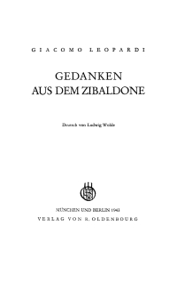 Cover image: Gedanken aus dem Zibaldone 1st edition 9783486774160