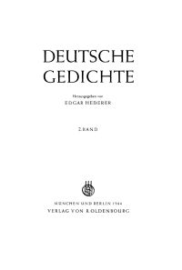 Cover image: Deutsche Gedichte. Band 2 1st edition 9783486774276