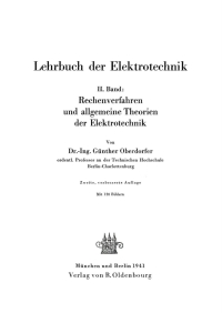 Cover image: Rechenverfahren und allgemeine Theorien der Elektrotechnik 2nd edition 9783486775051