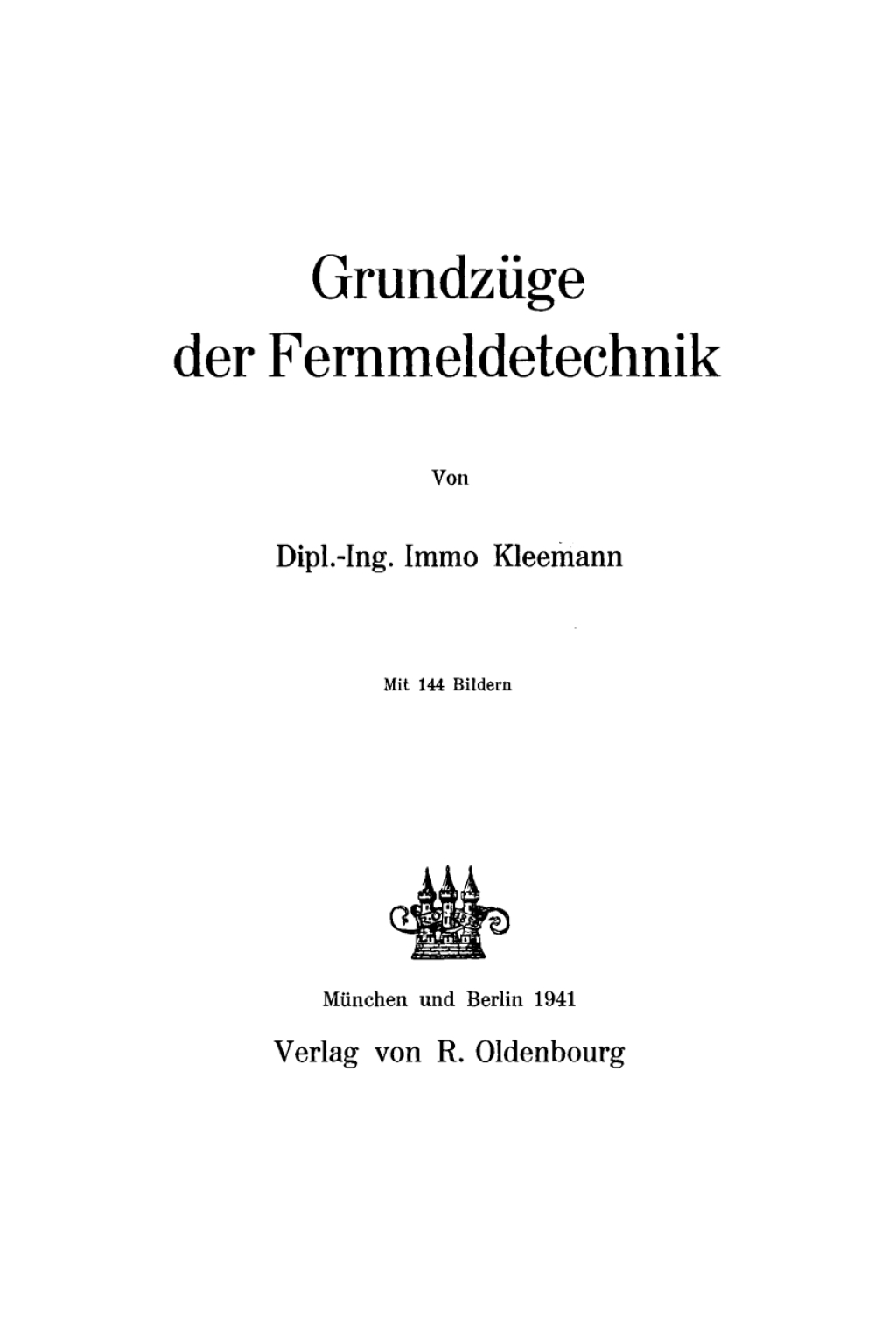 Grundzüge der Fernmeldetechnik 1st Edition