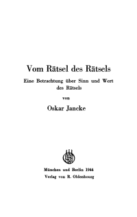 Omslagafbeelding: Vom Rätsel des Rätsels 1st edition 9783486775747