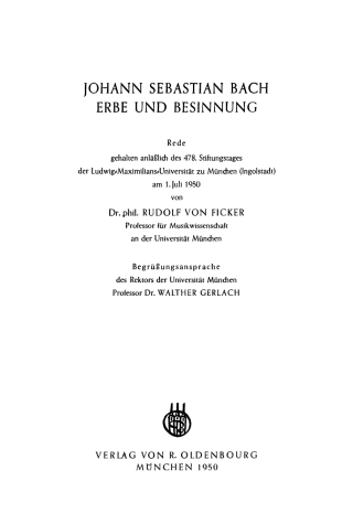 Cover image: Johann Sebastian Bach Erbe und Besinnung 1st edition 9783486778106