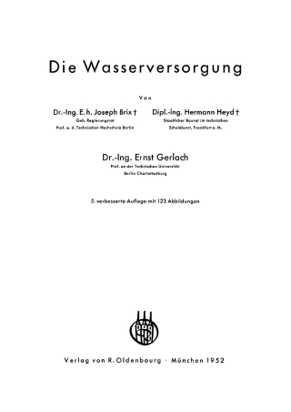Immagine di copertina: Die Wasserversorgung 5th edition 9783486779707