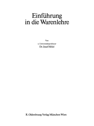 Cover image: Einführung in die Warenanalyse 1st edition 9783486213348