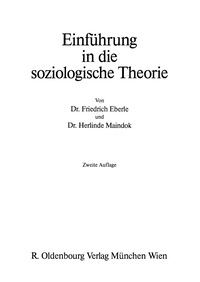 Cover image: Einführung in die soziologische Theorie 2nd edition 9783486224771
