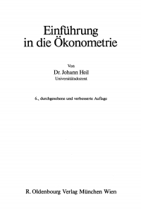 Cover image: Einführung in die Ökonometrie 6th edition 9783486254495