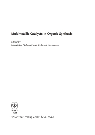 Cover image: Multimetallic Catalysts in Organic Synthesis 1st edition 9783527308286