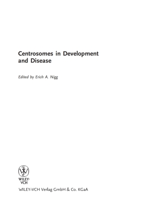 Cover image: Centrosomes in Development and Disease 1st edition 9783527309801