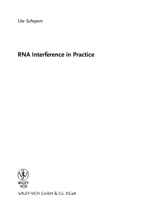 Cover image: RNA Interference in Practice 1st edition 9783527310203