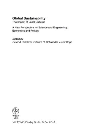 Imagen de portada: Global Sustainability 1st edition 9783527312368