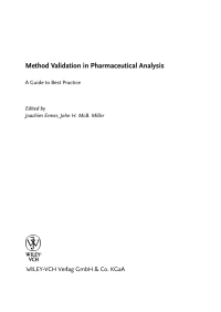 Cover image: Method Validation in Pharmaceutical Analysis: A Guide to Best Practice 1st edition 9783527312559