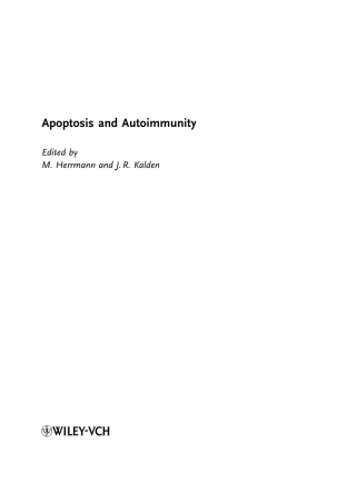 Imagen de portada: Apoptosis and Autoimmunity: From Mechanisms to Treatments 1st edition 9783527304424