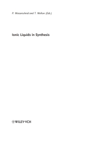 Cover image: Ionic Liquids in Synthesis 1st edition 9783527305155