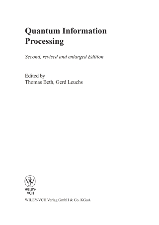 Imagen de portada: Quantum Information Processing 2nd edition 9783527405411