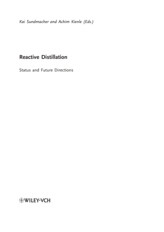 Cover image: Reactive Distillation 1st edition 9783527305797