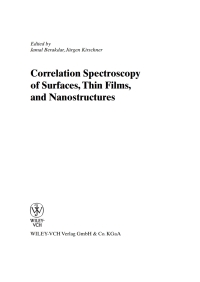 Cover image: Correlation Spectroscopy of Surfaces, Thin Films, and Nanostructures 1st edition 9783527404773