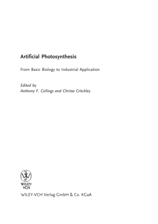 Cover image: Artificial Photosynthesis: From Basic Biology to Industrial Application 1st edition 9783527310906