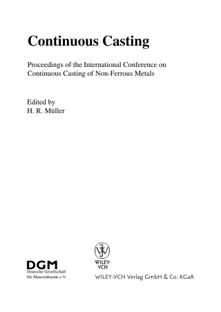 Imagen de portada: Continuous Casting 1st edition 9783527313419