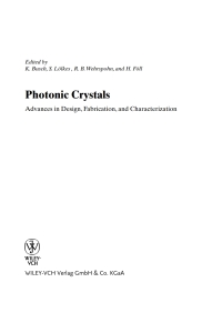 Cover image: Photonic Crystals 1st edition 9783527404322