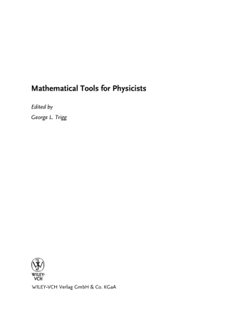 Imagen de portada: Mathematical Tools for Physicists 1st edition 9783527405480