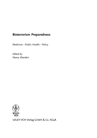 صورة الغلاف: Bioterrorism Preparedness 1st edition 9783527312351