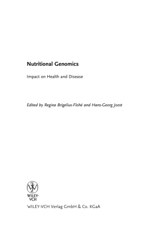 Cover image: Nutritional Genomics: Impact on Health and Disease 1st edition 9783527312948