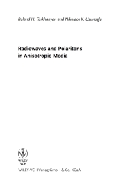 Cover image: Radiowaves and Polaritons in Anisotropic Media 1st edition 9783527406159