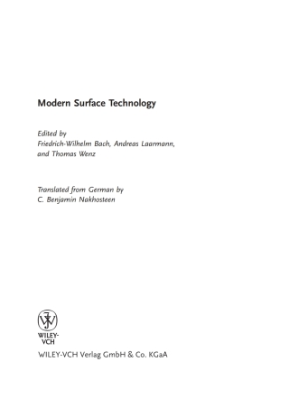 Cover image: Modern Surface Technology 1st edition 9783527315321