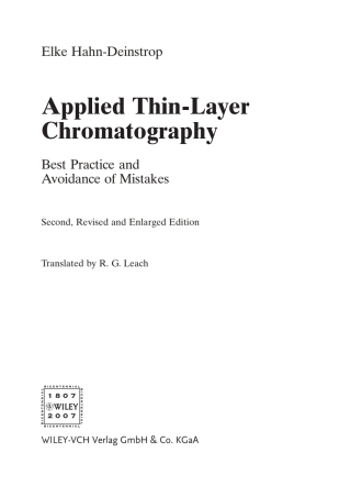 Cover image: Applied Thin-Layer Chromatography 2nd edition 9783527315536