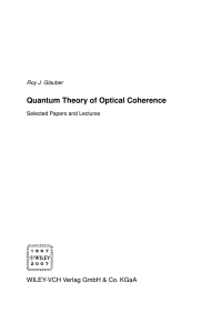 Cover image: Quantum Theory of Optical Coherence 1st edition 9783527406876