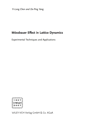 Imagen de portada: M?ssbauer Effect in Lattice Dynamics 1st edition 9783527407125