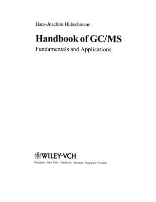 Cover image: Handbook of GC/MS 1st edition 9783527301706