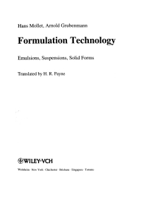 Cover image: Formulation Technology: Emulsions, Suspensions, Solid Forms 1st edition 9783527302017