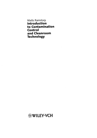 صورة الغلاف: Introduction to Contamination Control and Cleanroom Technology 1st edition 9783527301423