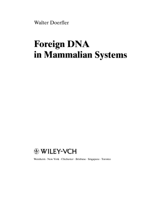 Cover image: Foreign DNA in Mammalian Systems 1st edition 9783527300891