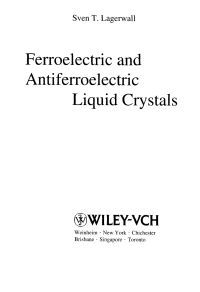 Cover image: Ferroelectric and Antiferroelectric Liquid Crystals 1st edition 9783527298310