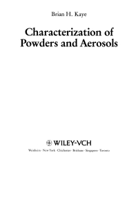 Imagen de portada: Characterization of Powders and Aerosols 1st edition 9783527288533