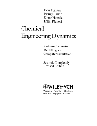 Imagen de portada: Chemical Engineering Dynamics: Modelling with PC Simulation 1st edition 9783527285778